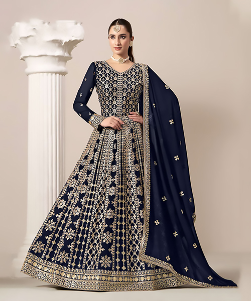 Blue Georgette Designer Suit